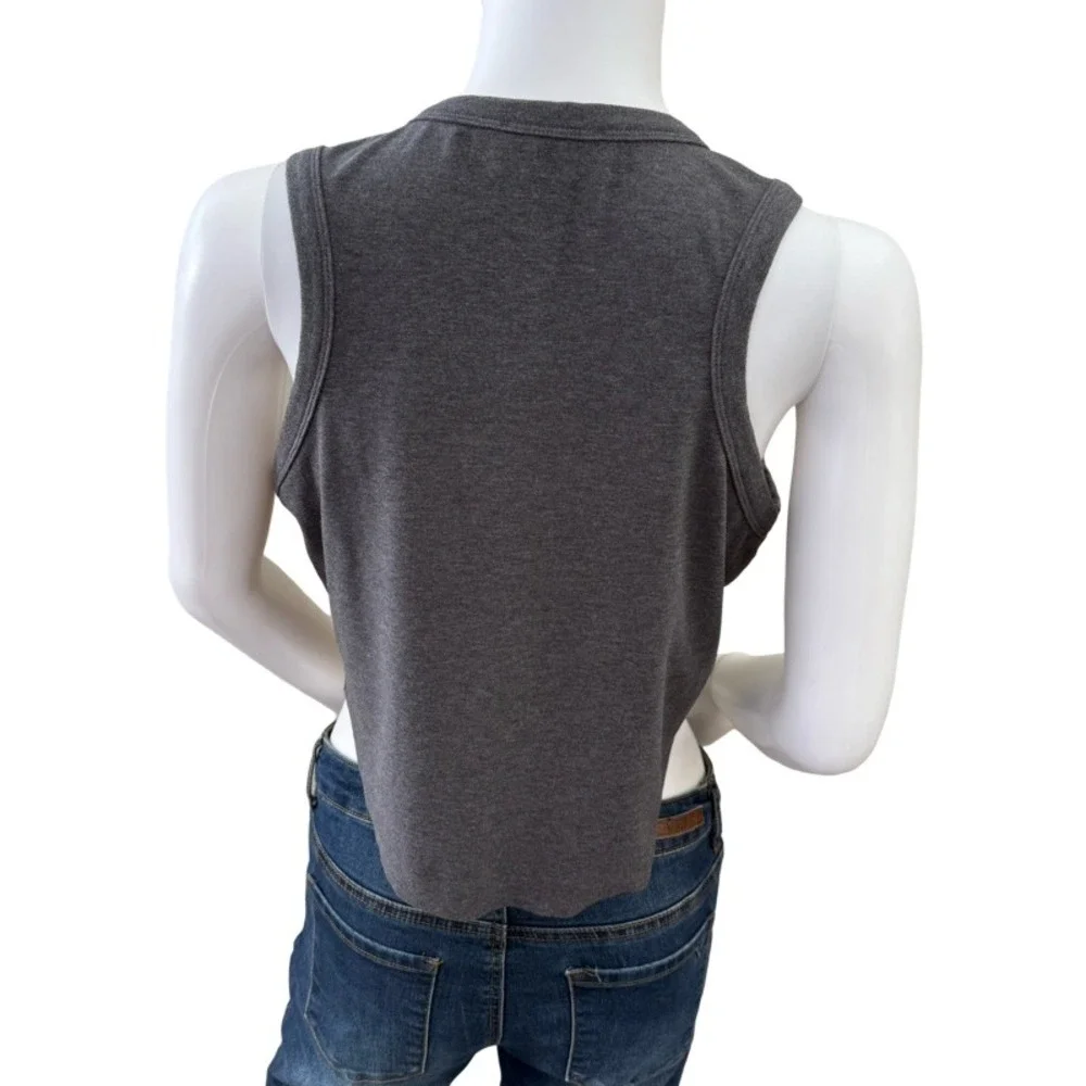 KITTENISH Women Tank Top Crop Gray XL Sleeveless Racerback Activewear Athleisure